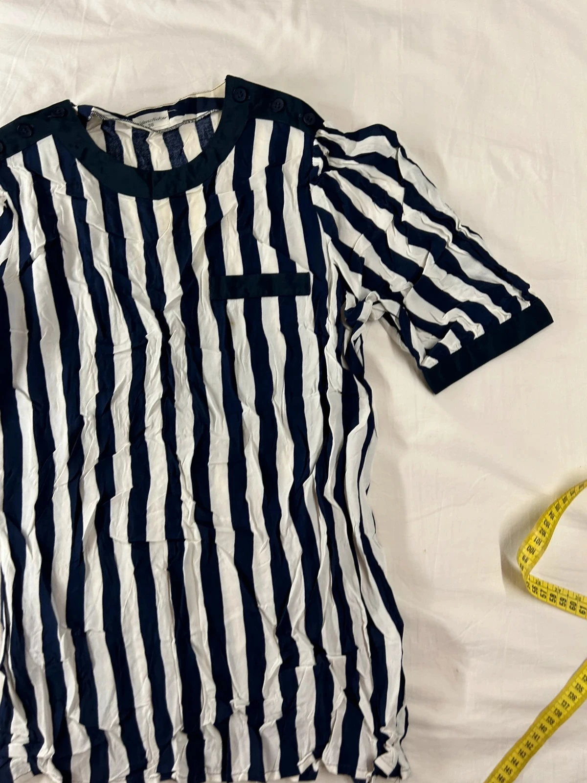 Blusa de mangas cortas seidensticker a rayas blanco y azul – photo 3